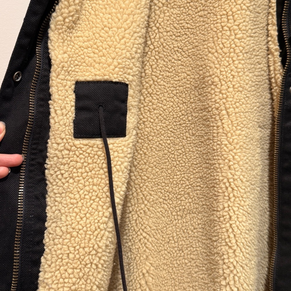 Marc Jacobs Sherpa Collar Coat Toggle Buttons Parka Jacket Black Medium M Casual - Picture 13 of 16